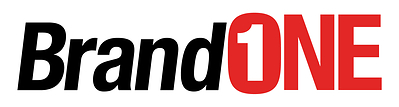 BrandONE logo featuring black Brand lettering and bold red ONE lettering on a white background.